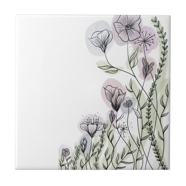 Wildflowers Ceramic Tile (Front)