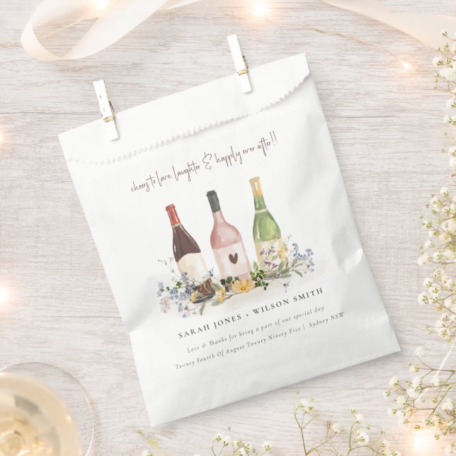 Wildflowers Cheers to Love Wine Bottles Wedding Favor Bag (Clipped)