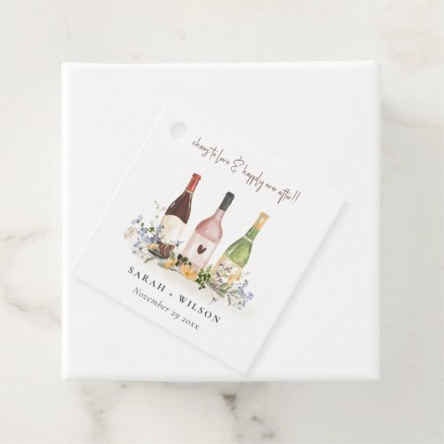 Wildflowers Cheers to Love Wine Bottles Wedding Favor Tags