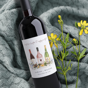Wildflowers Cheers to Love Wine Bottles Wedding Label