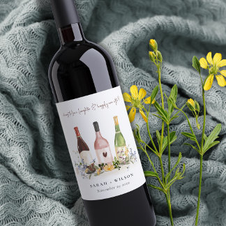Wildflowers Cheers to Love Wine Bottles Wedding Label