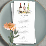 Wildflowers Cheers Wine Bottles Wedding Menu Card<br><div class="desc">Wildflowers Cheers to Love Wine Bottles Theme Collection.- it's an elegant watercolor Illustration of Wine bottles surrounded by pretty wildflower floral bunch, prefect for wine lovers and vineyard destination wedding & parties. It’s very easy to customize, with your personal details. If you need any other matching product or customization, kindly...</div>