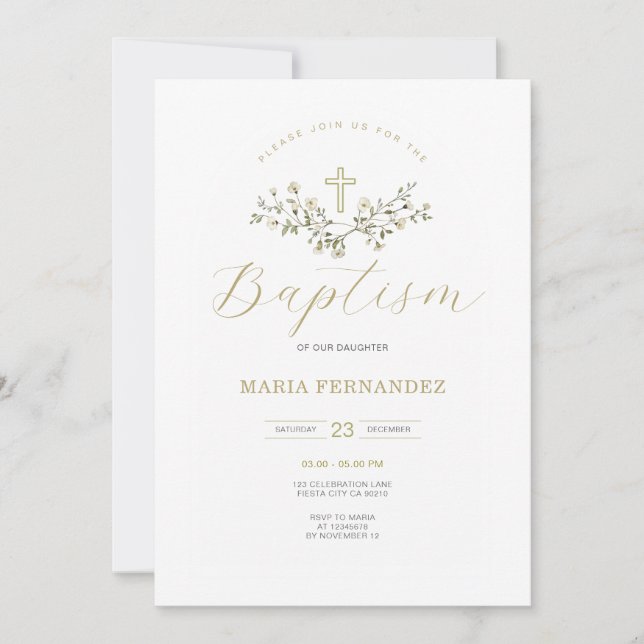 Wildflowers Christening Invitation (Front)