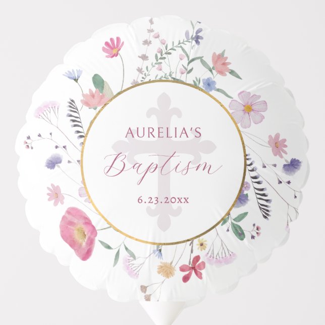 Wildflowers Circle Baptism Balloon (Front)