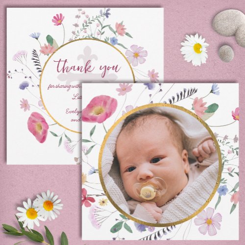 Wildflowers Circle Baptism Thank You Card