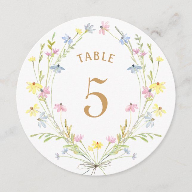 Wildflowers Circle Round Table Number (Front)