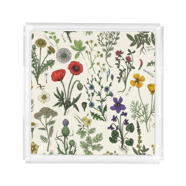 Wildflowers collage acrylic tray (Front)