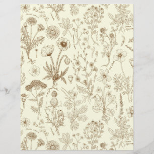 Wildflowers collage/ beige and sepia