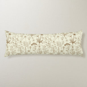 Wildflowers collage/ beige and sepia body pillow