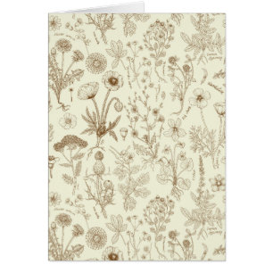 Wildflowers collage/ beige and sepia cards