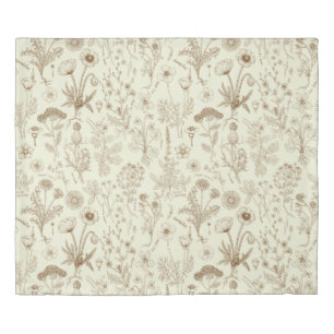 Wildflowers collage/ beige and sepia duvet cover