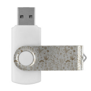 Wildflowers collage/ beige and sepia flash drive