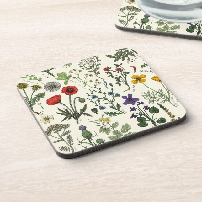 Wildflowers collage beverage coaster (Left Side)