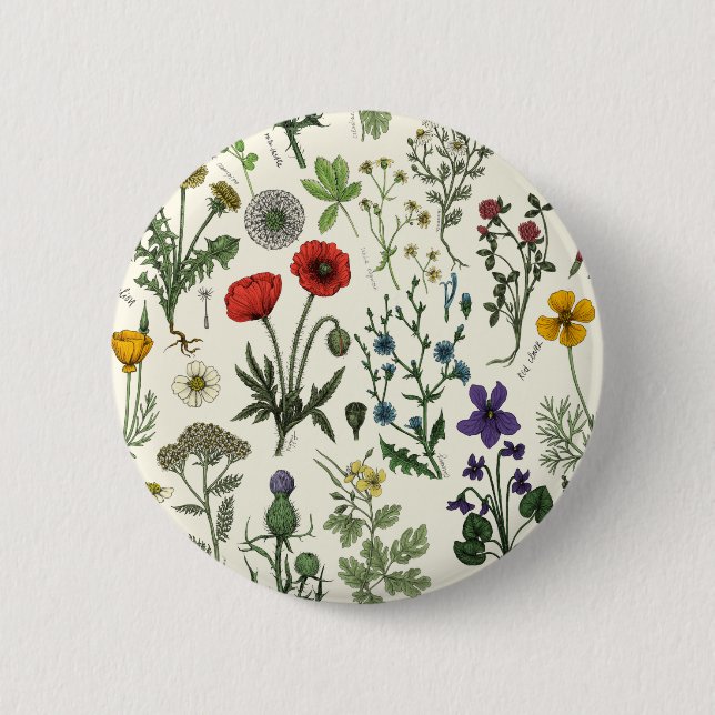 Wildflowers collage button (Front)