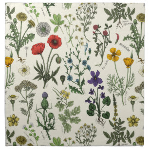 Wildflowers collage cloth napkin