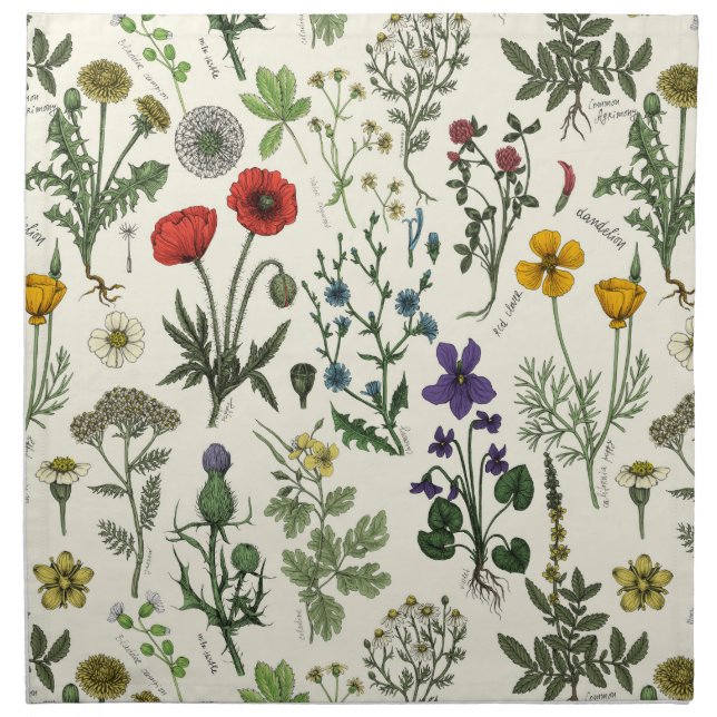 Wildflowers collage cloth napkin (Front)