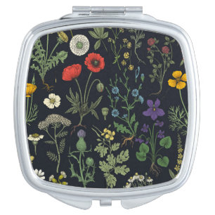 Wildflowers collage compact mirror