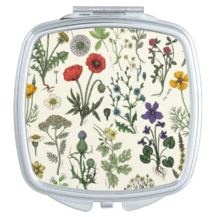 Wildflowers collage compact mirror