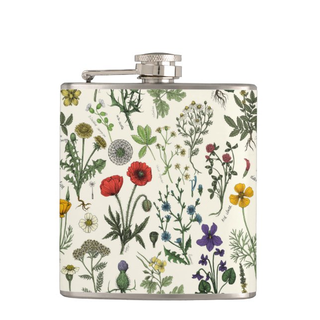 Wildflowers collage flask (Front)