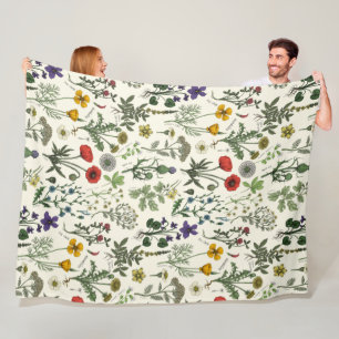Wildflowers collage fleece blanket
