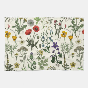 Wildflowers collage kitchen towel