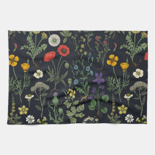 Wildflowers collage kitchen towel