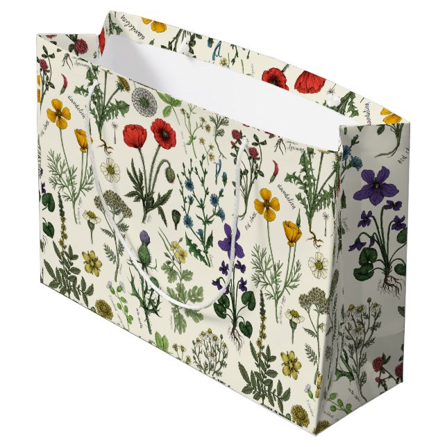 Wildflowers collage large gift bag (Back Angled)