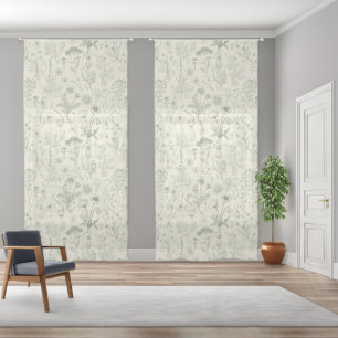 Wildflowers collage/ off white and sage sheer curtains