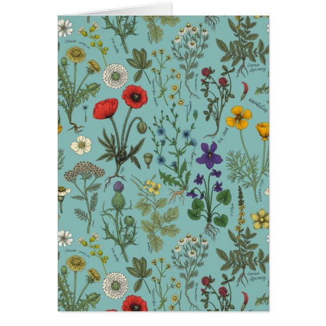 Wildflowers collage on blue cards (Front)