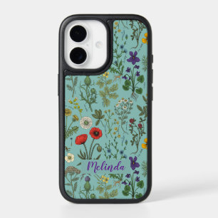 Wildflowers collage on blue iPhone 17 case