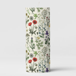 Wildflowers collage pillar candle
