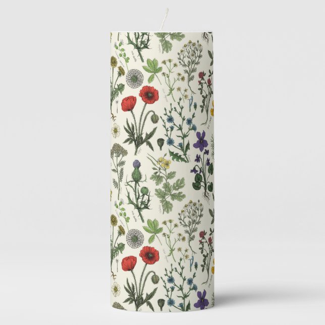 Wildflowers collage pillar candle (Front)