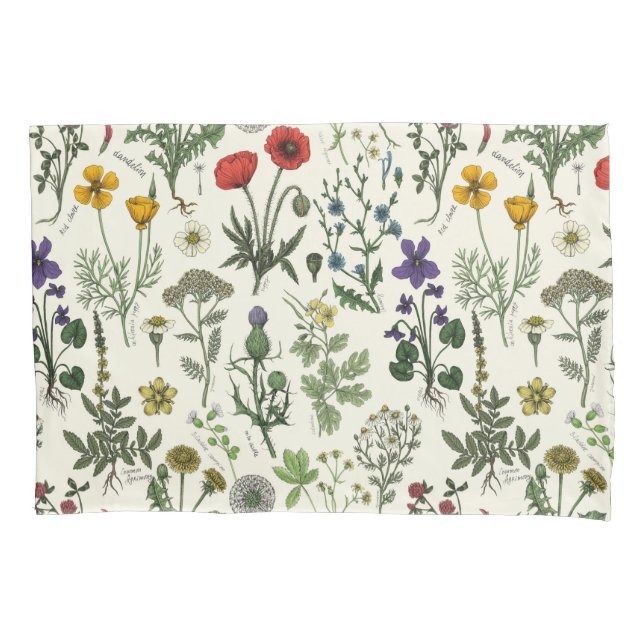 Wildflowers collage pillow case (Front-Left)