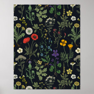 Wildflowers collage poster