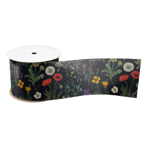 Wildflowers collage satin ribbon
