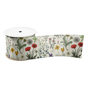 Wildflowers collage satin ribbon
