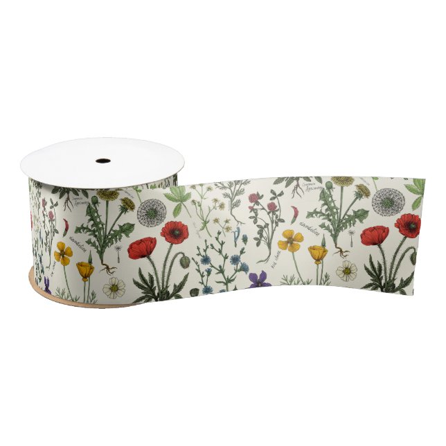 Wildflowers collage satin ribbon (Spool)