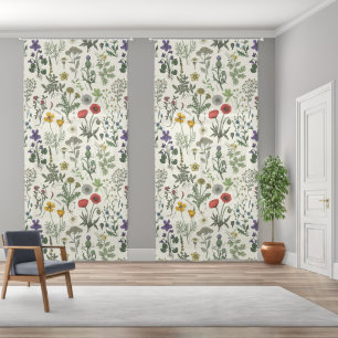 Wildflowers collage sheer curtains