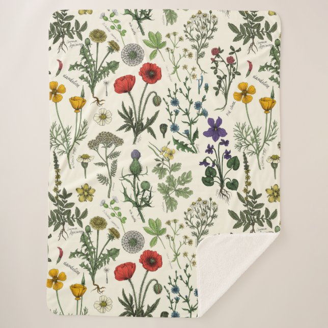 Wildflowers collage sherpa blanket (Front)