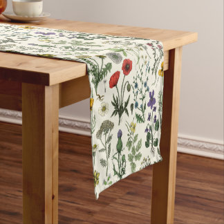 Wildflowers collage short table runner