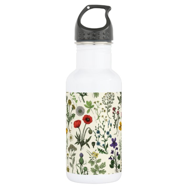 Wildflowers collage stainless steel water bottle (Front)