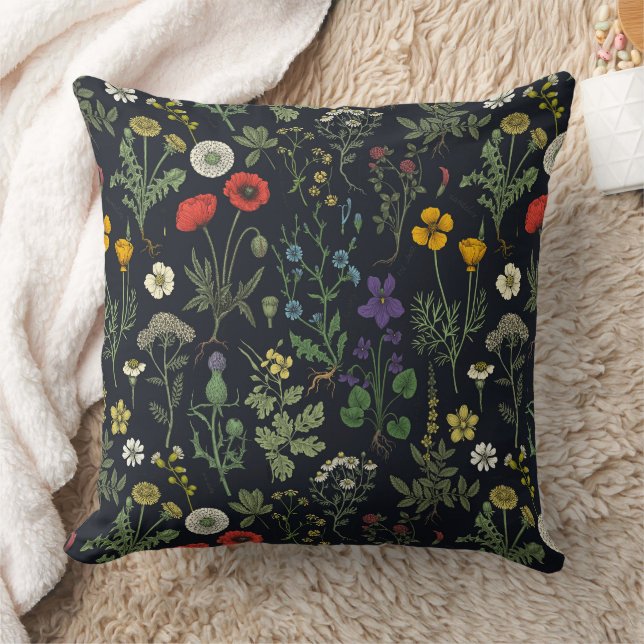 Wildflowers collage throw pillow (Blanket)