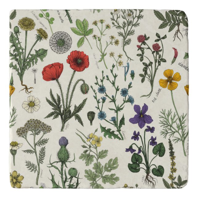 Wildflowers collage trivet (Front)