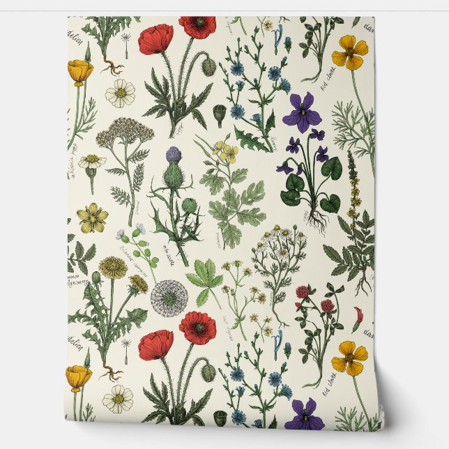 Wildflowers collage wallpaper  (Unrolling)