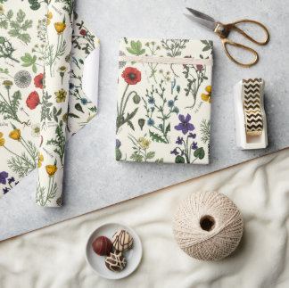 Wildflowers collage wrapping paper