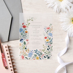 Wildflowers Colorful Garden Wedding Vellum Invitations
