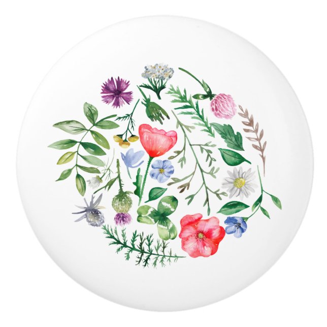 Wildflowers Colorful Round Knob (Front)