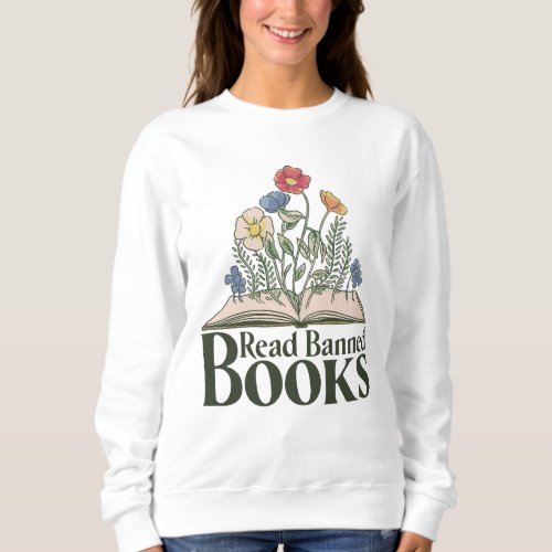 Wildflowers coming out of book design sweatshirt