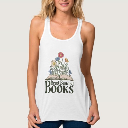 Wildflowers coming out of book design tank top