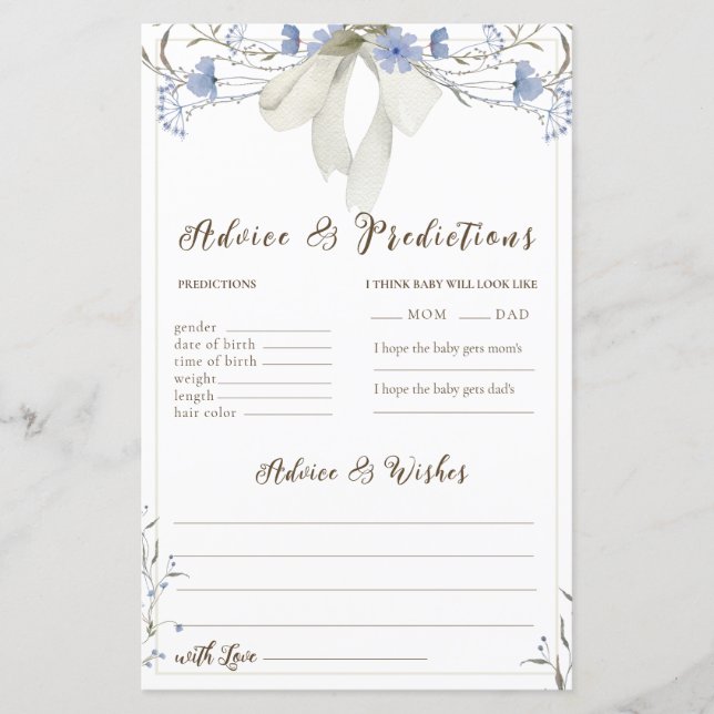 Wildflowers Coquette Bow Advice & Prediction Cards (Front)